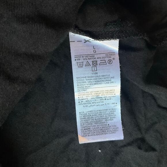 Old Navy Women Tunic Blouse size L Long Sleeve V-neck Rayon Cotton Blend Black - Picture 6 of 9